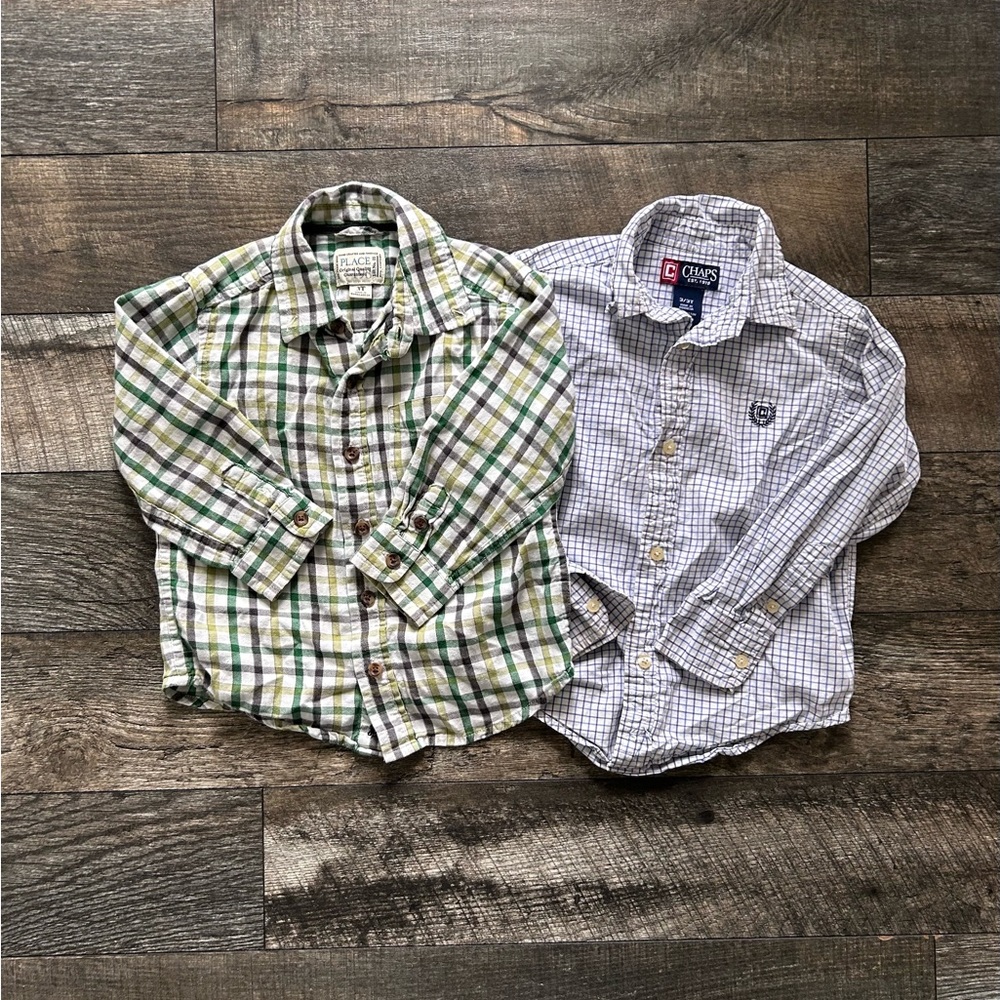 Lot of 2 boys 3T button up shirts. Chaps & children’s place.